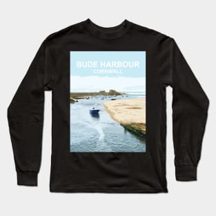 Bude Harbour Cornwall.  Cornish gift Kernow Travel location poster Long Sleeve T-Shirt